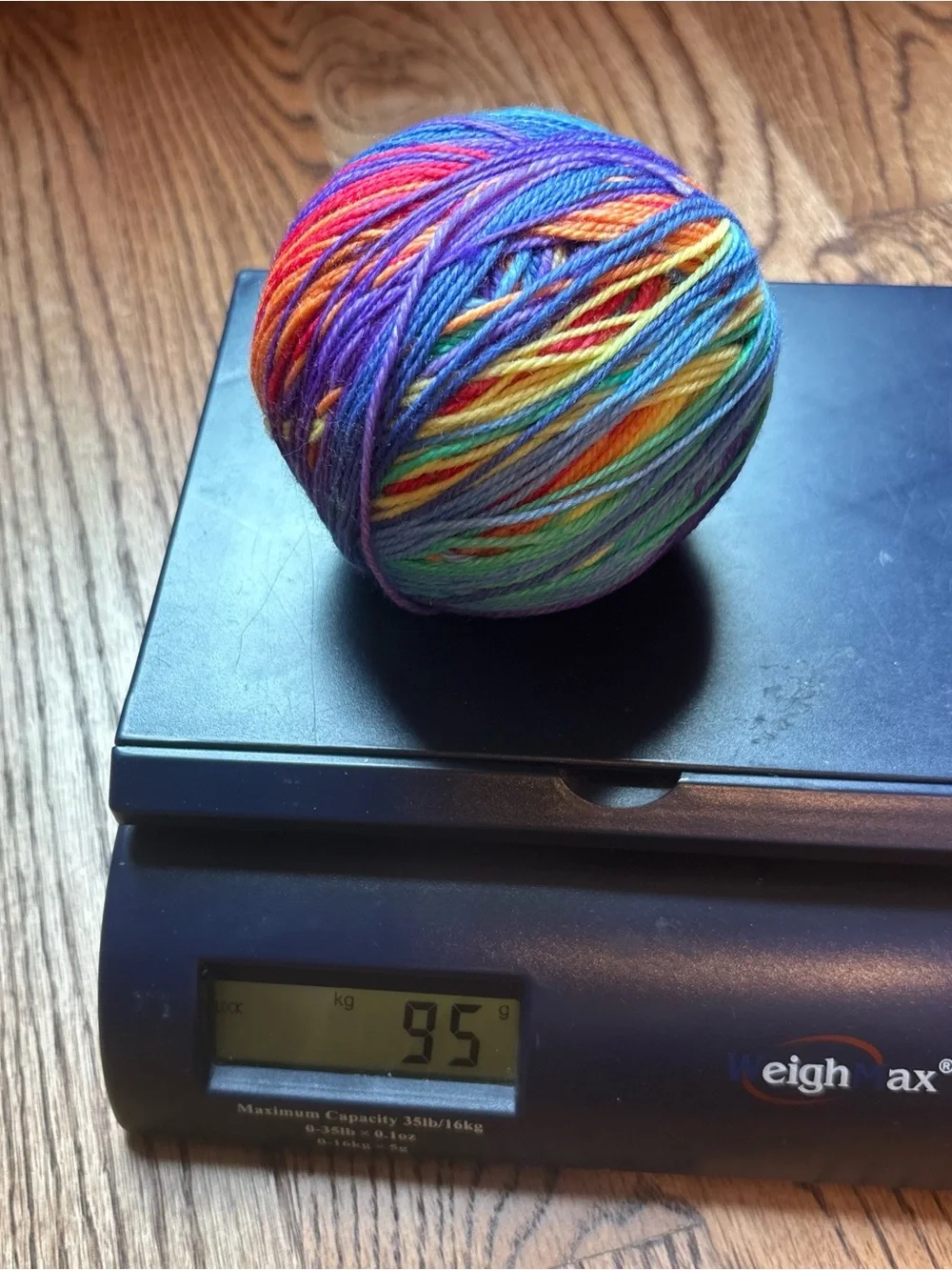 Yarn Fingering Hand Dyed Rainbow Wool Blend 95g Blue Red Yellow Knitting Crochet
